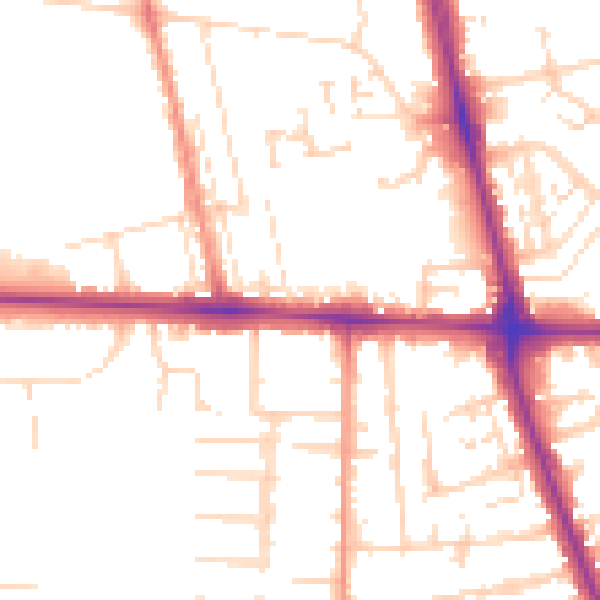Daytime road noise heatmap for HU6 7SD
