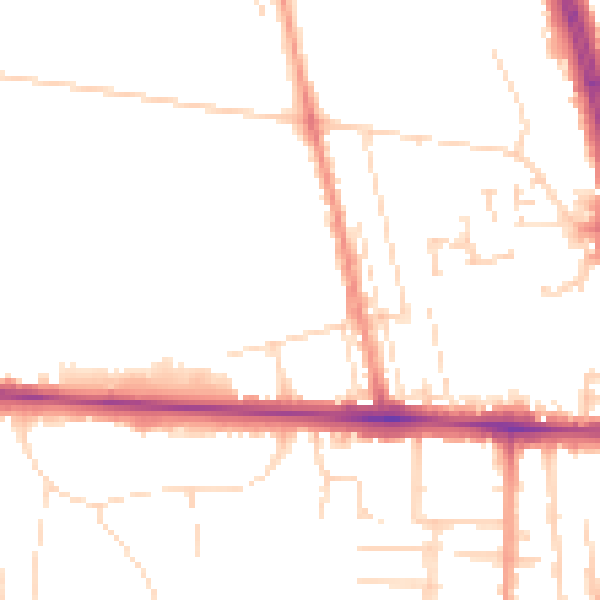 Daytime road noise heatmap for HU6 7SW