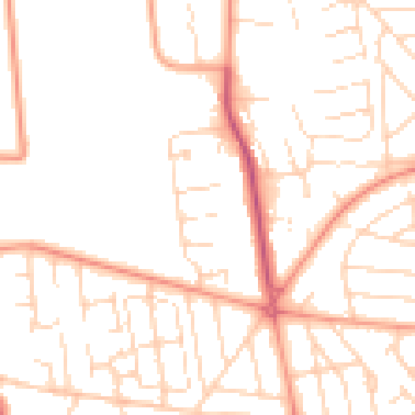 Daytime road noise heatmap for HU6 8BA