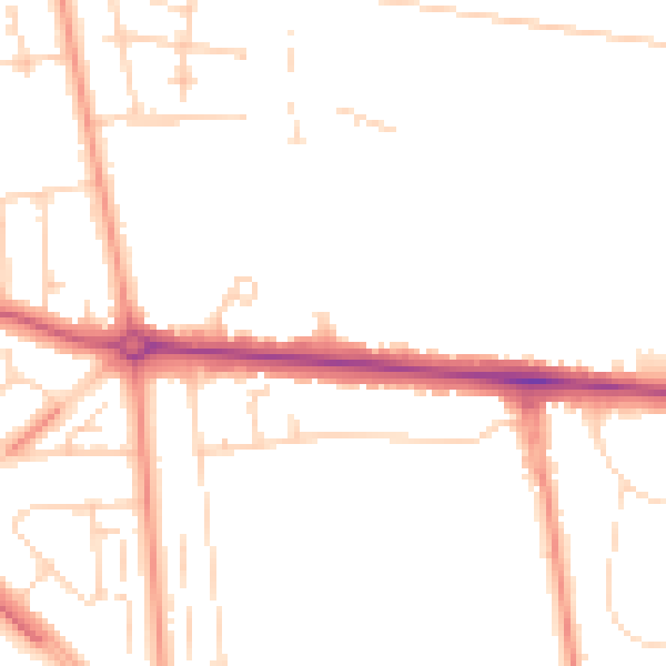 Daytime road noise heatmap for HU6 8NN