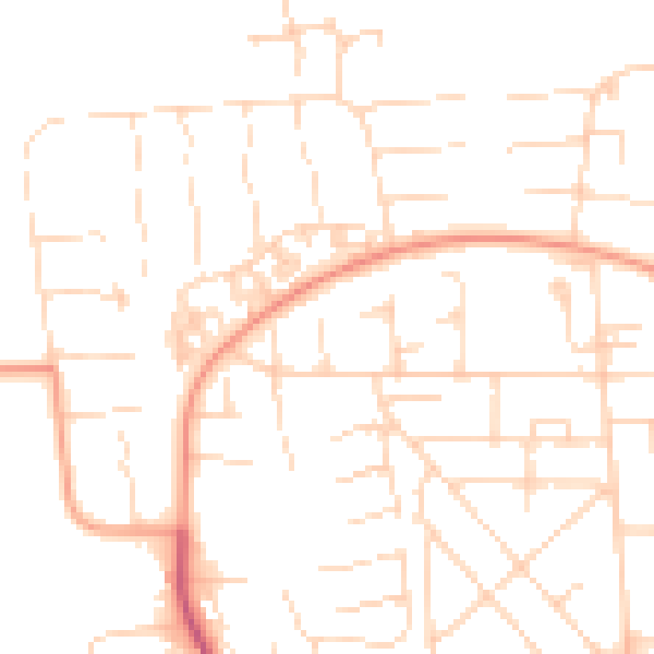 Daytime road noise heatmap for HU6 9DE