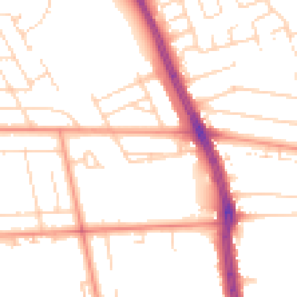 Daytime road noise heatmap for HU6 9NE