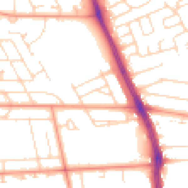 Daytime road noise heatmap for HU6 9NP