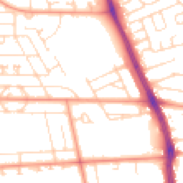 Daytime road noise heatmap for HU6 9NT