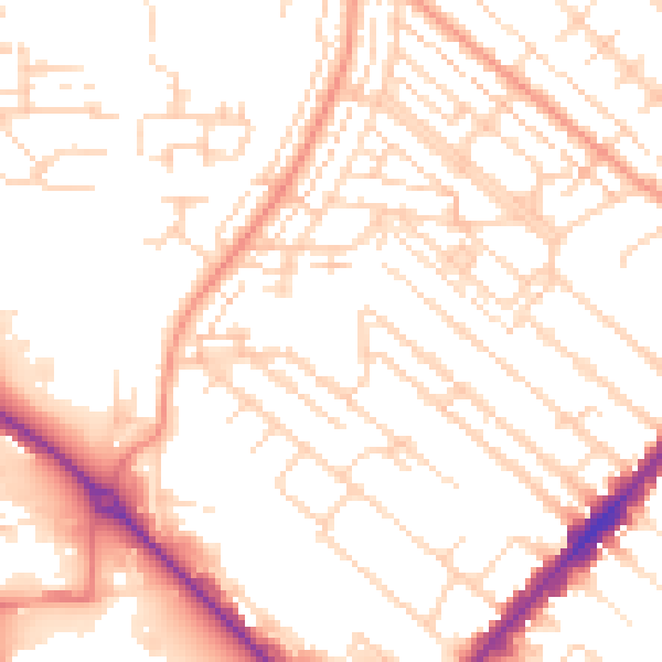 Daytime road noise heatmap for HU8 8TN
