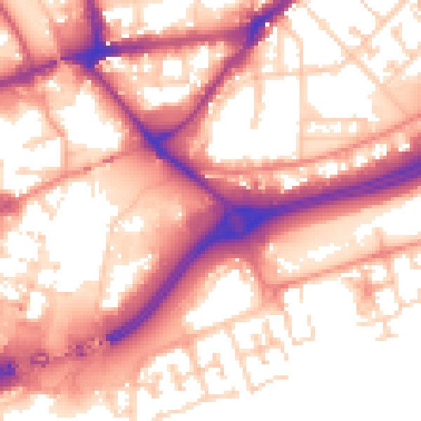 Daytime road noise heatmap for HU9 1AB
