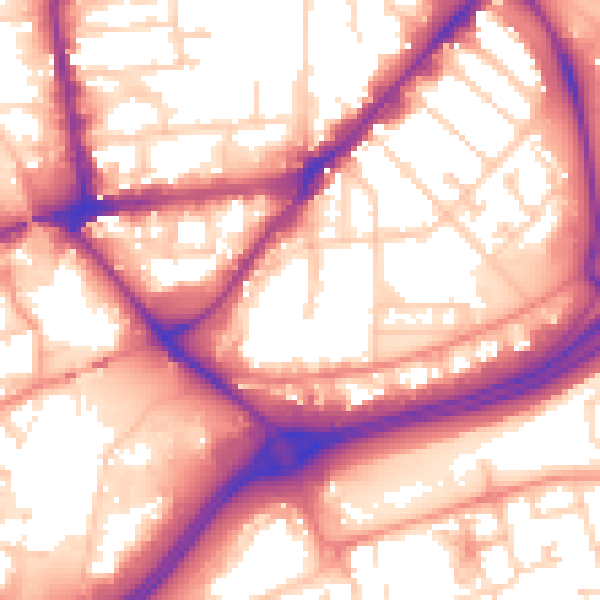 Daytime road noise heatmap for HU9 1DS