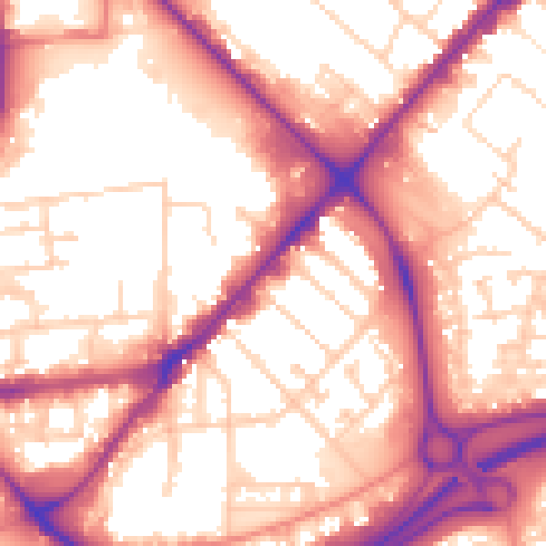 Daytime road noise heatmap for HU9 1EA