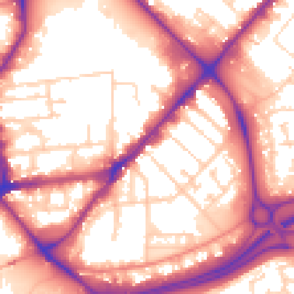 Daytime road noise heatmap for HU9 1ED