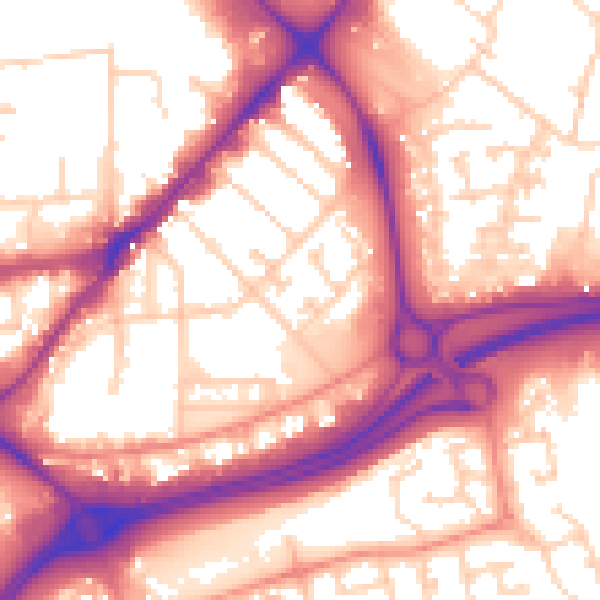 Daytime road noise heatmap for HU9 1EE