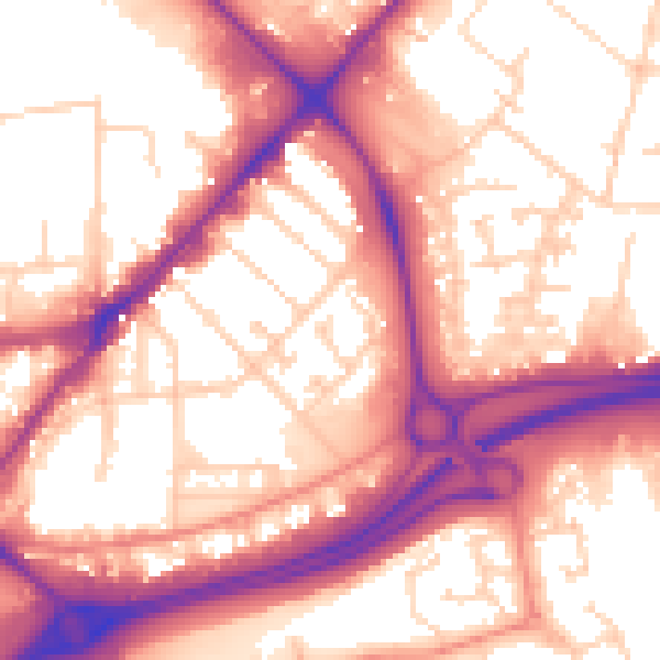 Daytime road noise heatmap for HU9 1EL