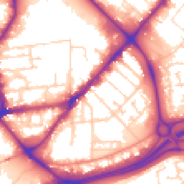 Daytime road noise heatmap for HU9 1ER