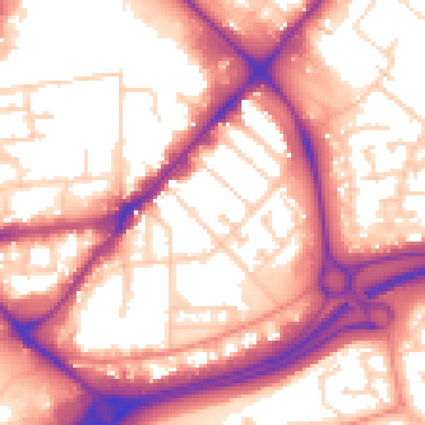 Daytime road noise heatmap for HU9 1ES