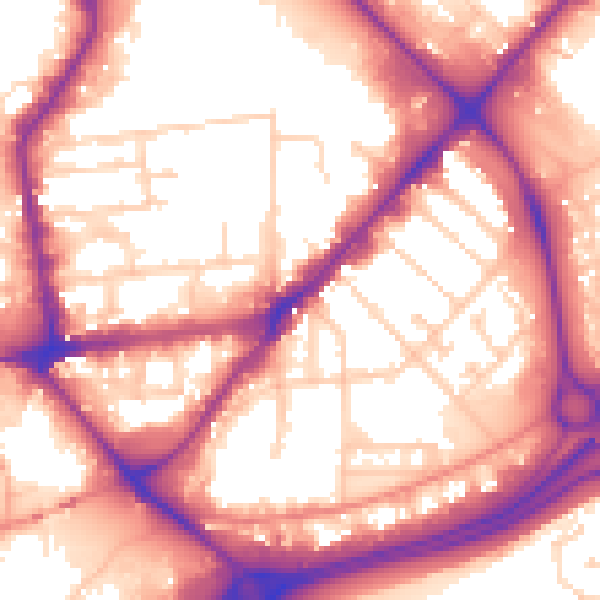 Daytime road noise heatmap for HU9 1EU