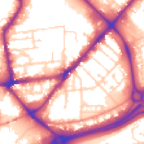 Daytime road noise heatmap for HU9 1EY