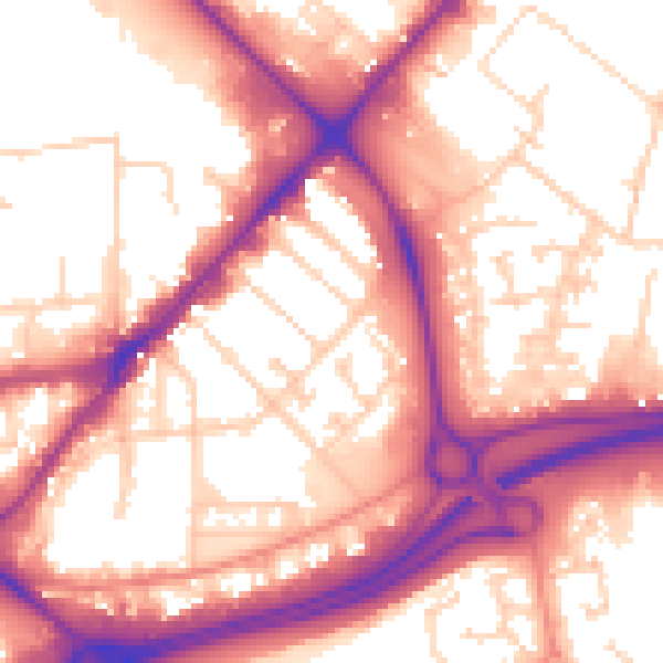 Daytime road noise heatmap for HU9 1HB