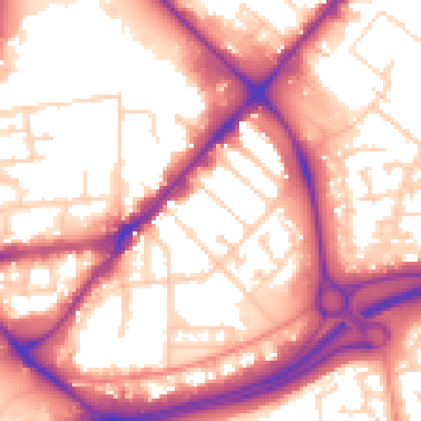 Daytime road noise heatmap for HU9 1HU