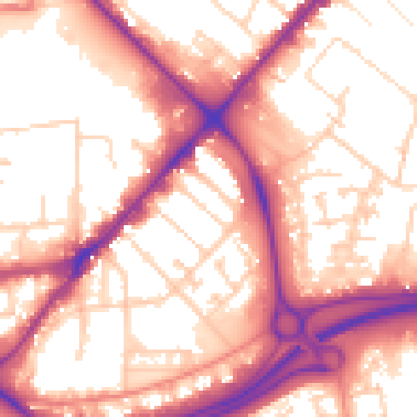 Daytime road noise heatmap for HU9 1JA