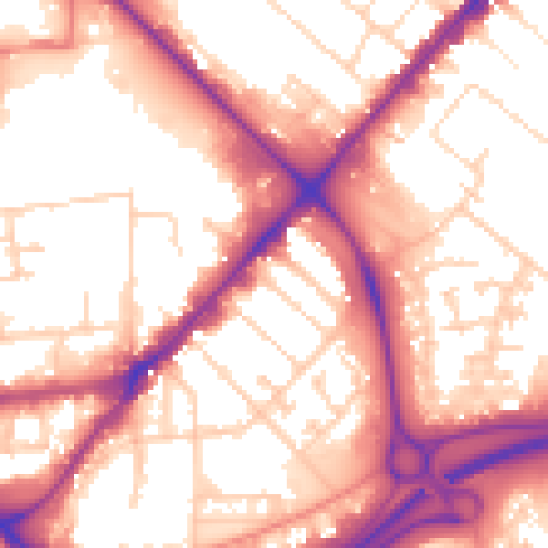 Daytime road noise heatmap for HU9 1JB