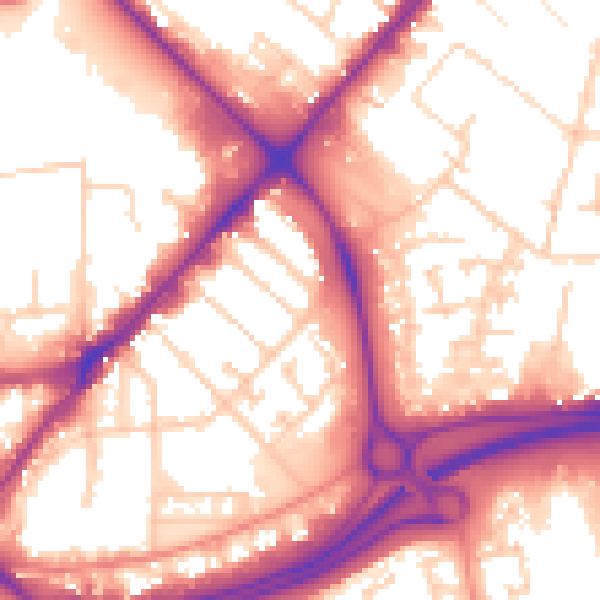 Daytime road noise heatmap for HU9 1JD