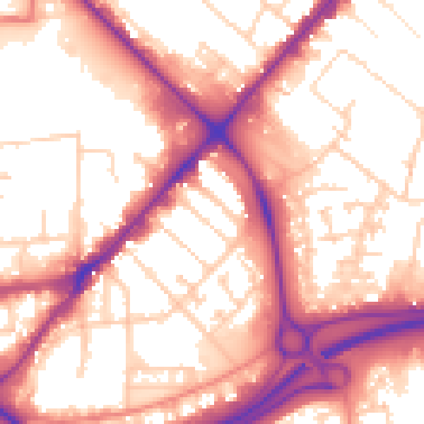 Daytime road noise heatmap for HU9 1JF