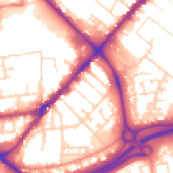 Daytime road noise heatmap for HU9 1JN