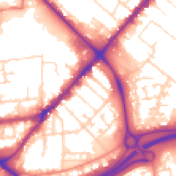 Daytime road noise heatmap for HU9 1JQ