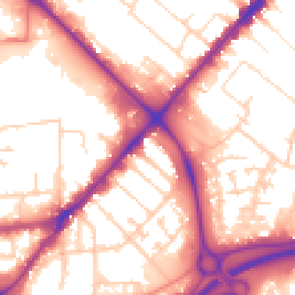 Daytime road noise heatmap for HU9 1JS