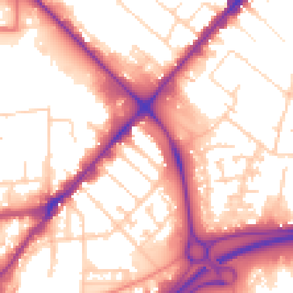 Daytime road noise heatmap for HU9 1JU