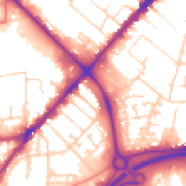 Daytime road noise heatmap for HU9 1LA