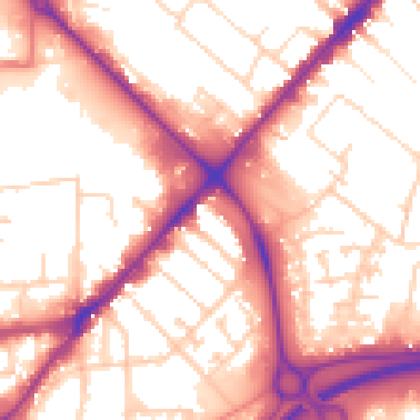 Daytime road noise heatmap for HU9 1LE