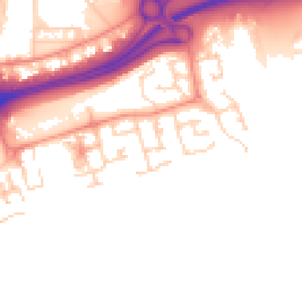 Daytime road noise heatmap for HU9 1PL