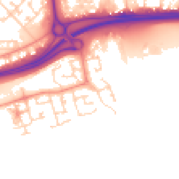 Daytime road noise heatmap for HU9 1UG