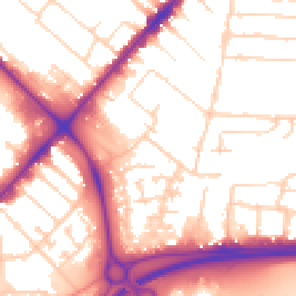 Daytime road noise heatmap for HU9 2AY