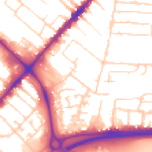 Daytime road noise heatmap for HU9 2BA