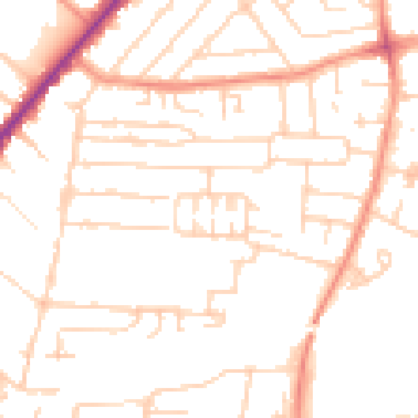 Daytime road noise heatmap for HU9 2BL