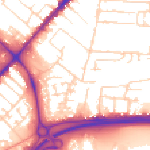 Daytime road noise heatmap for HU9 2DR