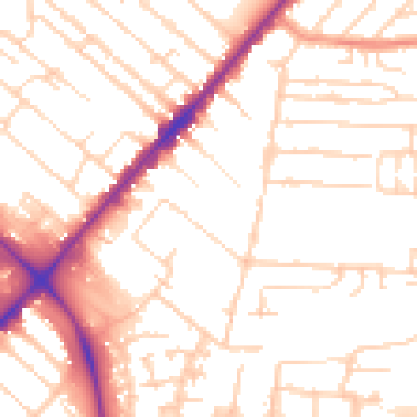 Daytime road noise heatmap for HU9 2JH