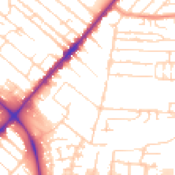 Daytime road noise heatmap for HU9 2JJ