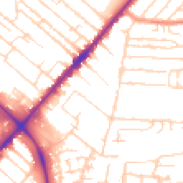Daytime road noise heatmap for HU9 2JQ