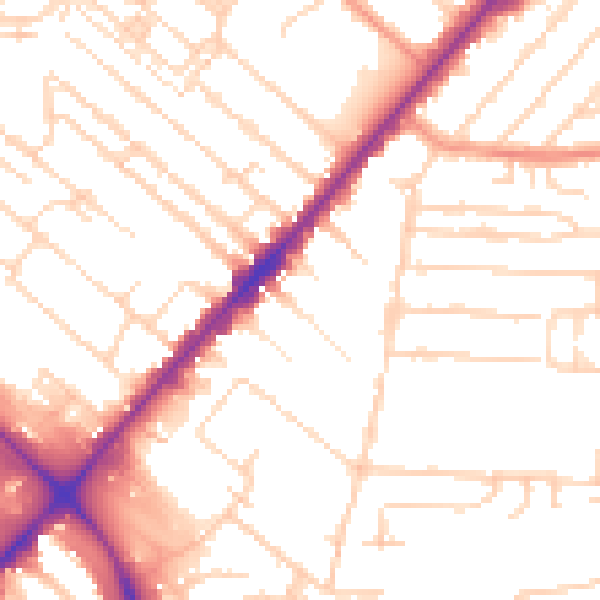 Daytime road noise heatmap for HU9 2LA