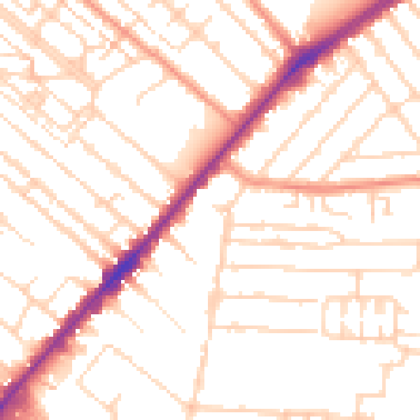 Daytime road noise heatmap for HU9 2LX
