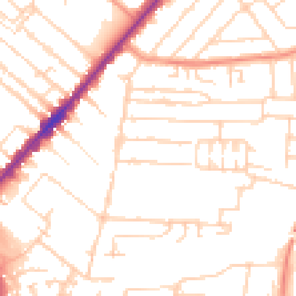 Daytime road noise heatmap for HU9 2NP