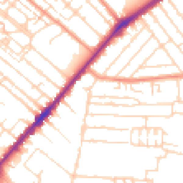 Daytime road noise heatmap for HU9 2NY