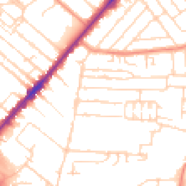 Daytime road noise heatmap for HU9 2QB