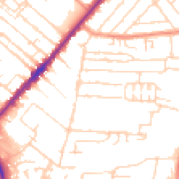 Daytime road noise heatmap for HU9 2QJ