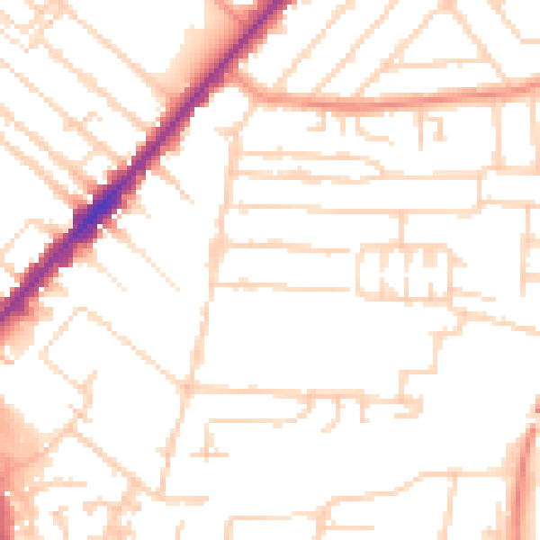 Daytime road noise heatmap for HU9 2QZ