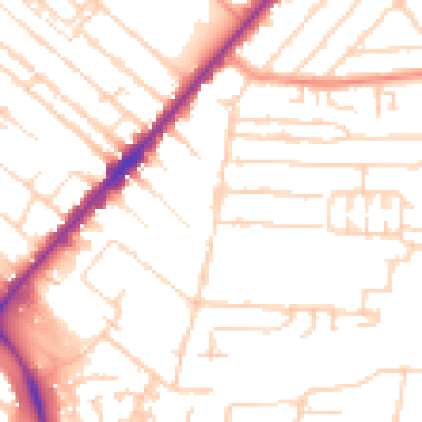 Daytime road noise heatmap for HU9 2RA