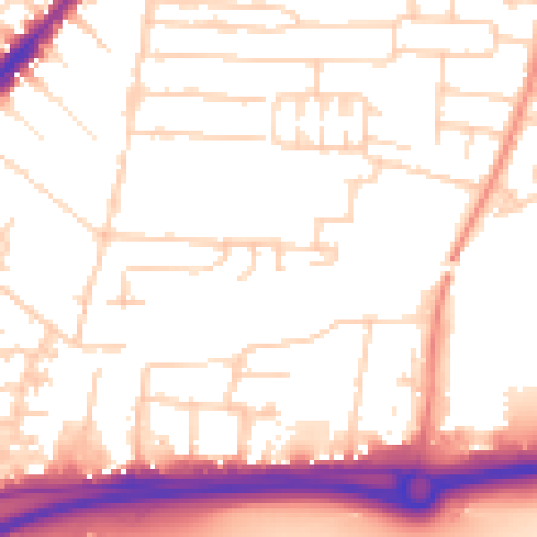Daytime road noise heatmap for HU9 2RQ