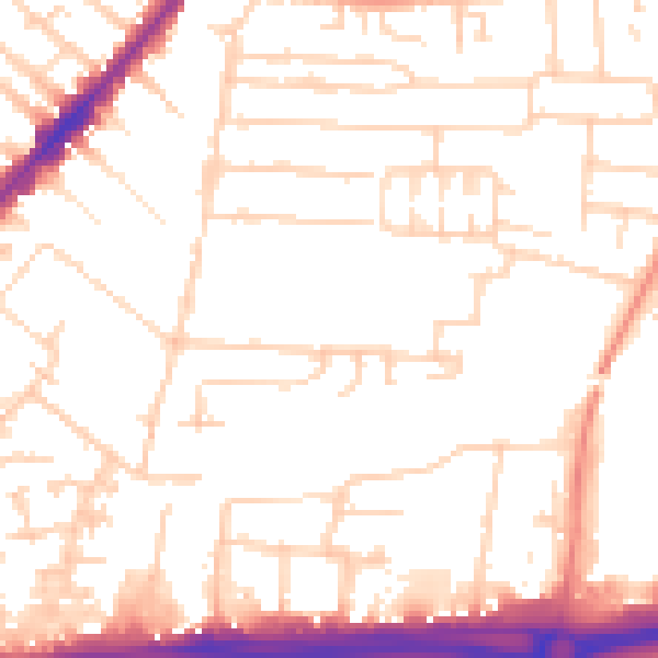 Daytime road noise heatmap for HU9 2RZ